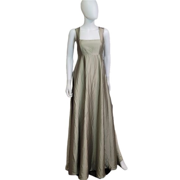 Show Me Your MuMu Madi Gown Green Moss Satin - Picture 2 of 11